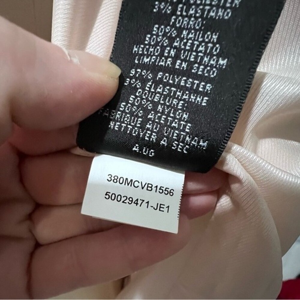 Albert Nipon Blush Sateen Long Collarless Dress S… - image 8